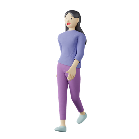 Pose casual femenina caminando  3D Illustration