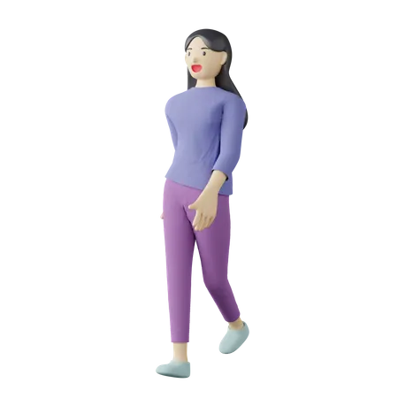 Pose casual femenina caminando  3D Illustration