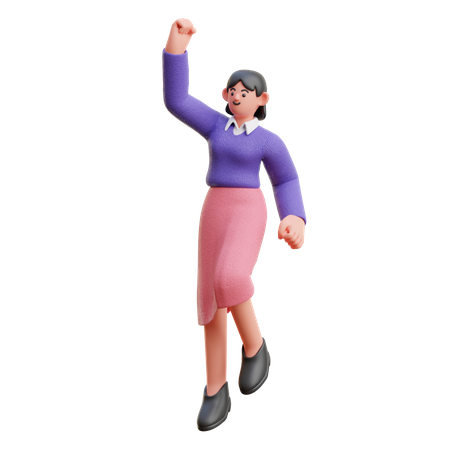 Mujer celebrando pose ganadora  3D Illustration