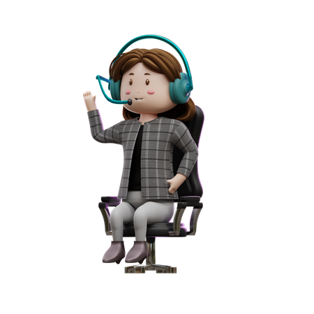 Mujer chatea con cliente para brindar resolución  3D Illustration