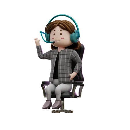 Mujer chatea con cliente para brindar resolución  3D Illustration