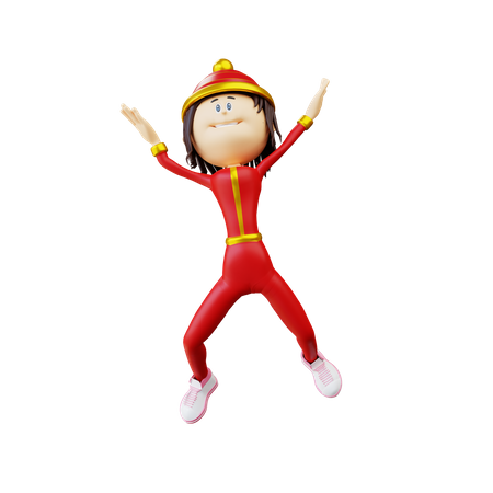 Mujer china saltando en el aire  3D Icon