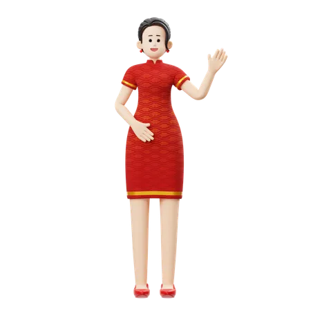 Saludo de mujer china  3D Illustration