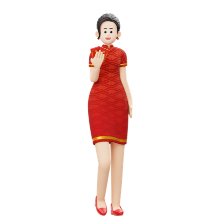 Mujer china sostiene angpao  3D Illustration