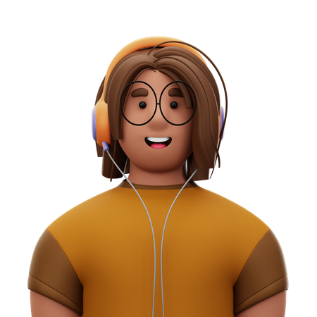 Mujer con auriculares  3D Icon