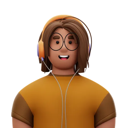 Mujer con auriculares  3D Icon