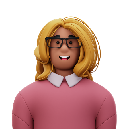 Mujer con camisa rosa  3D Icon