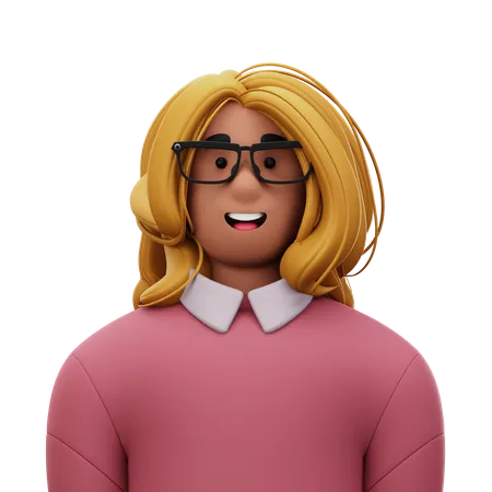 Mujer con camisa rosa  3D Icon