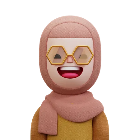 Mujer con hijab beige  3D Icon