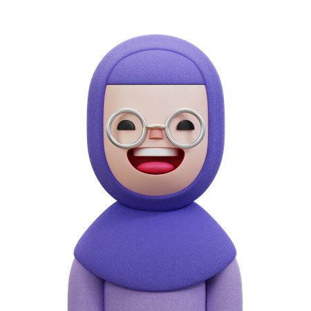 Mujer con hijab morado  3D Icon