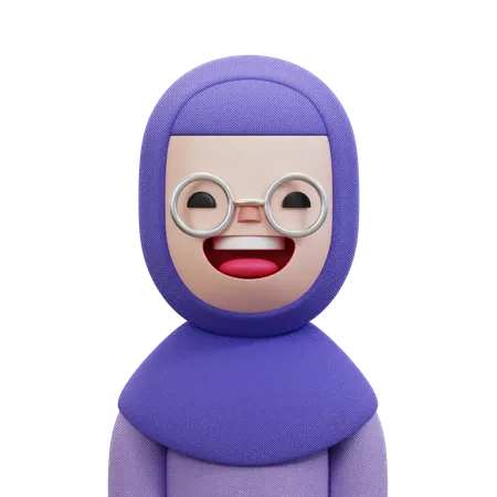 Mujer con hijab morado  3D Icon