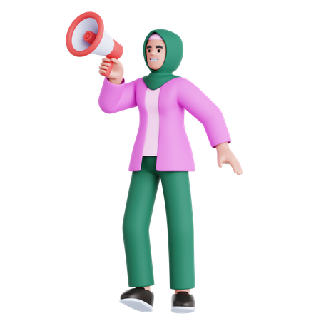 Mujer con megáfono  3D Illustration