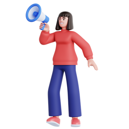 Mujer con megáfono  3D Illustration