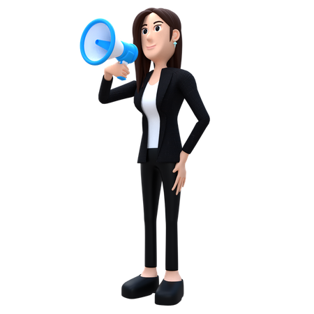 Mujer con megáfono  3D Illustration