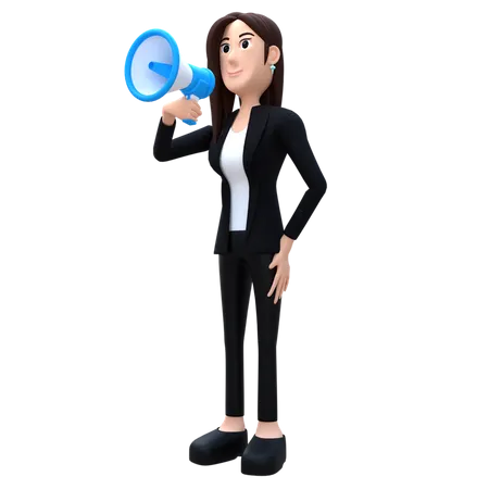 Mujer con megáfono  3D Illustration