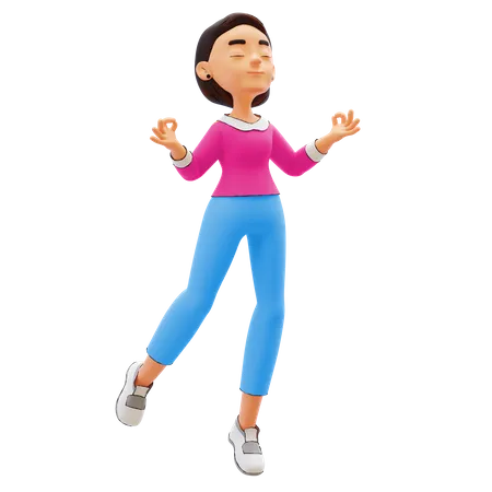 Mujer con mente tranquila  3D Illustration