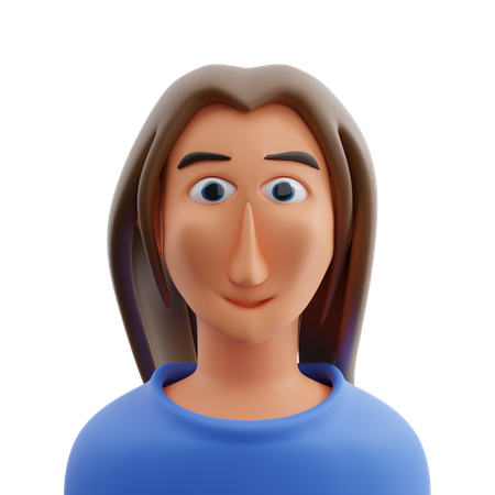Mujer con pelo largo  3D Icon