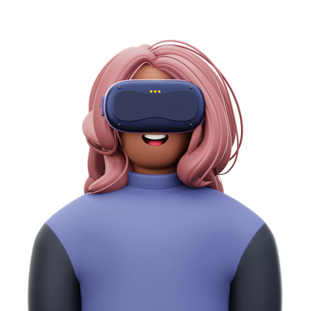 Mujer con realidad virtual  3D Icon
