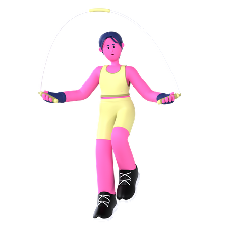 Mujer con saltar la cuerda  3D Icon