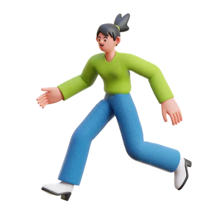 Mujer corriendo rápido  3D Illustration