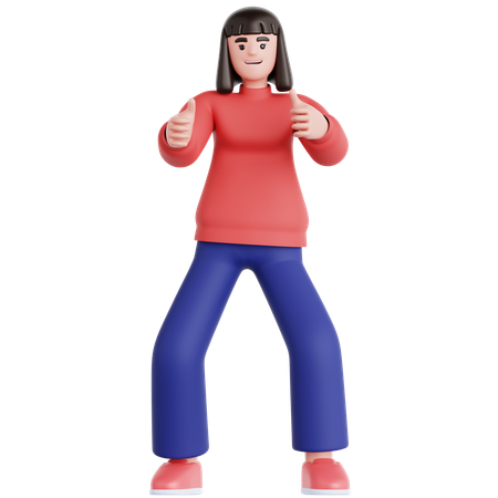 Mujer dando dos pulgares hacia arriba  3D Illustration