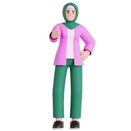 Mujer dando pulgares arriba  3D Illustration