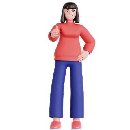 Mujer dando pulgares arriba  3D Illustration