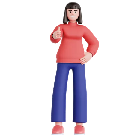 Mujer dando pulgares arriba  3D Illustration