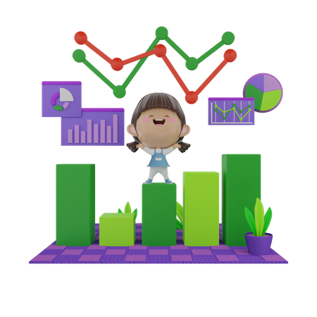 Mujer de negocios analizando datos  3D Icon