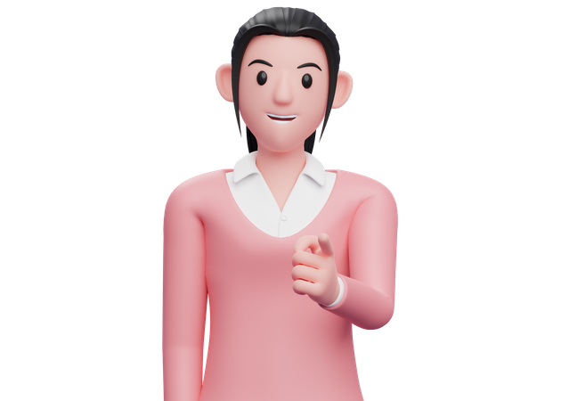 Mujer de negocios apuntando a la cámara  3D Icon