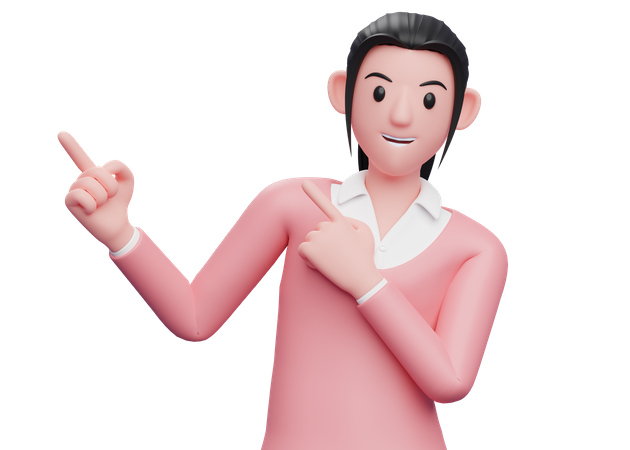 Mujer de negocios apuntando hacia la parte superior con ambas manos  3D Icon