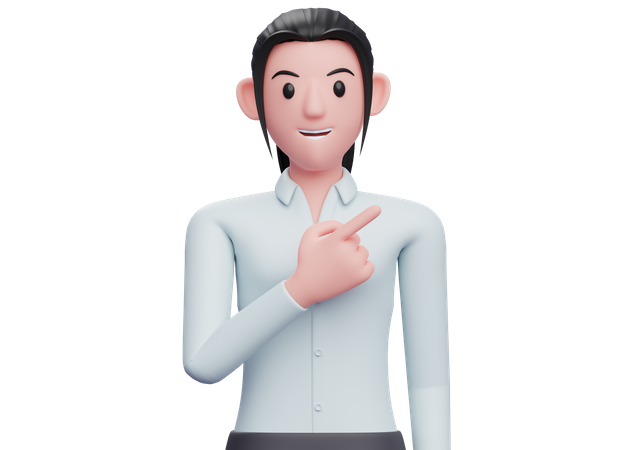 Mujer de negocios apuntando hacia la parte superior derecha  3D Icon