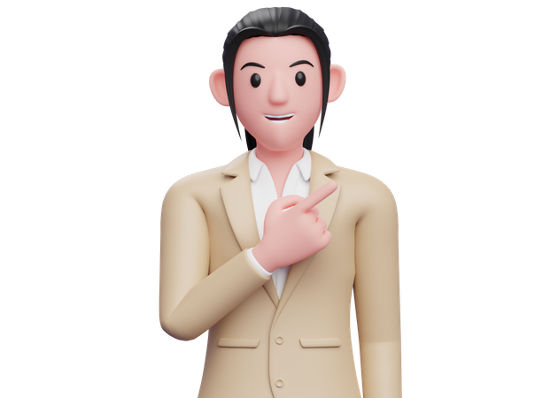 Mujer de negocios apuntando hacia la parte superior derecha  3D Icon