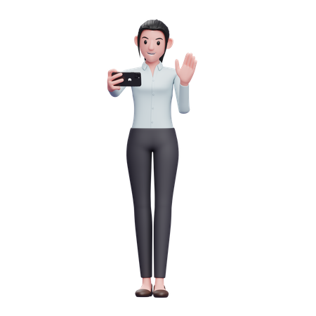Mujer de negocios asistiendo a videollamada  3D Illustration