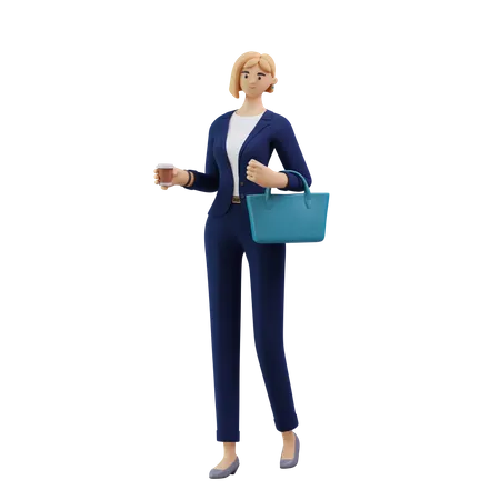 Mujer de negocios caminando  3D Illustration