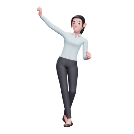 Mujer de negocios celebrando la victoria  3D Icon