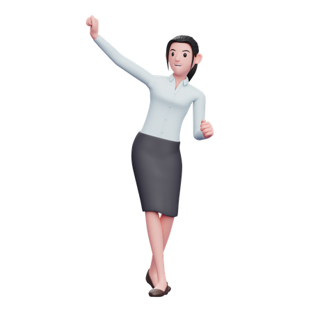 Mujer de negocios celebrando la victoria bailando  3D Icon