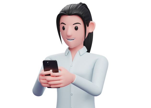 Mujer de negocios charlando en el teléfono inteligente  3D Icon