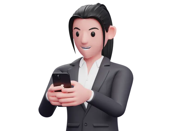 Mujer de negocios charlando en el teléfono inteligente  3D Illustration