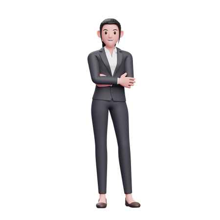 Mujer de negocios con brazos cruzados  3D Icon