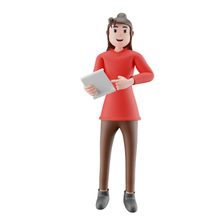 Mujer de negocios con documento  3D Illustration