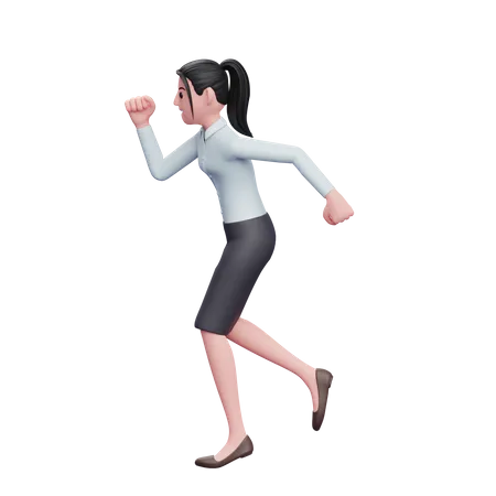 Mujer de negocios corriendo a toda prisa  3D Illustration