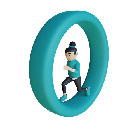 Mujer de negocios corriendo en bucle  3D Illustration