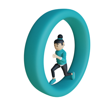 Mujer de negocios corriendo en bucle  3D Icon