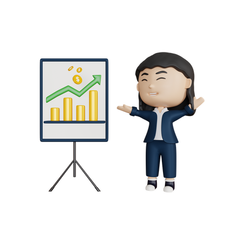 Mujer de negocios dando presentación  3D Icon