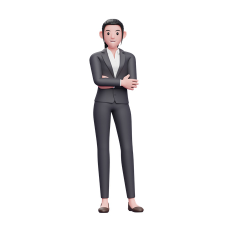 Mujer de negocios con brazos cruzados  3D Illustration