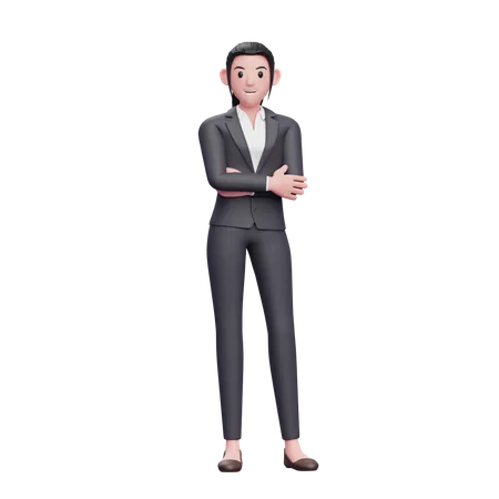 Mujer de negocios con brazos cruzados  3D Illustration