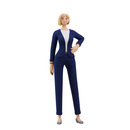 Mujer de negocios de pie con la mano en la cintura  3D Illustration
