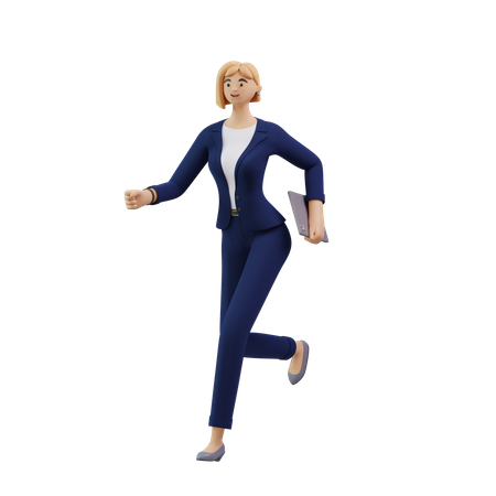 Mujer de negocios en prisa  3D Illustration