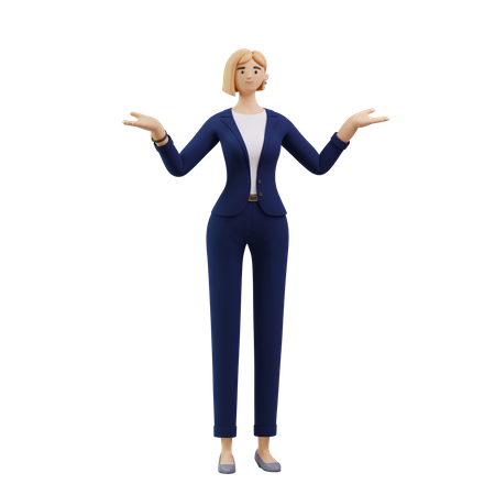 Mujer de negocios hablando algo  3D Illustration